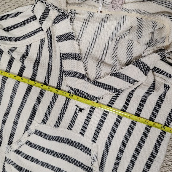 NWT Free People Cozy Oversized Striped Sweater Hoodie Kangaroo Pocket - Small S - Picture 3 of 9